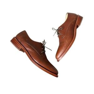 Nisolo Emma d'Orsay Oxford 2.0 Leather Flats Size 10 Red Brandy Oxblood